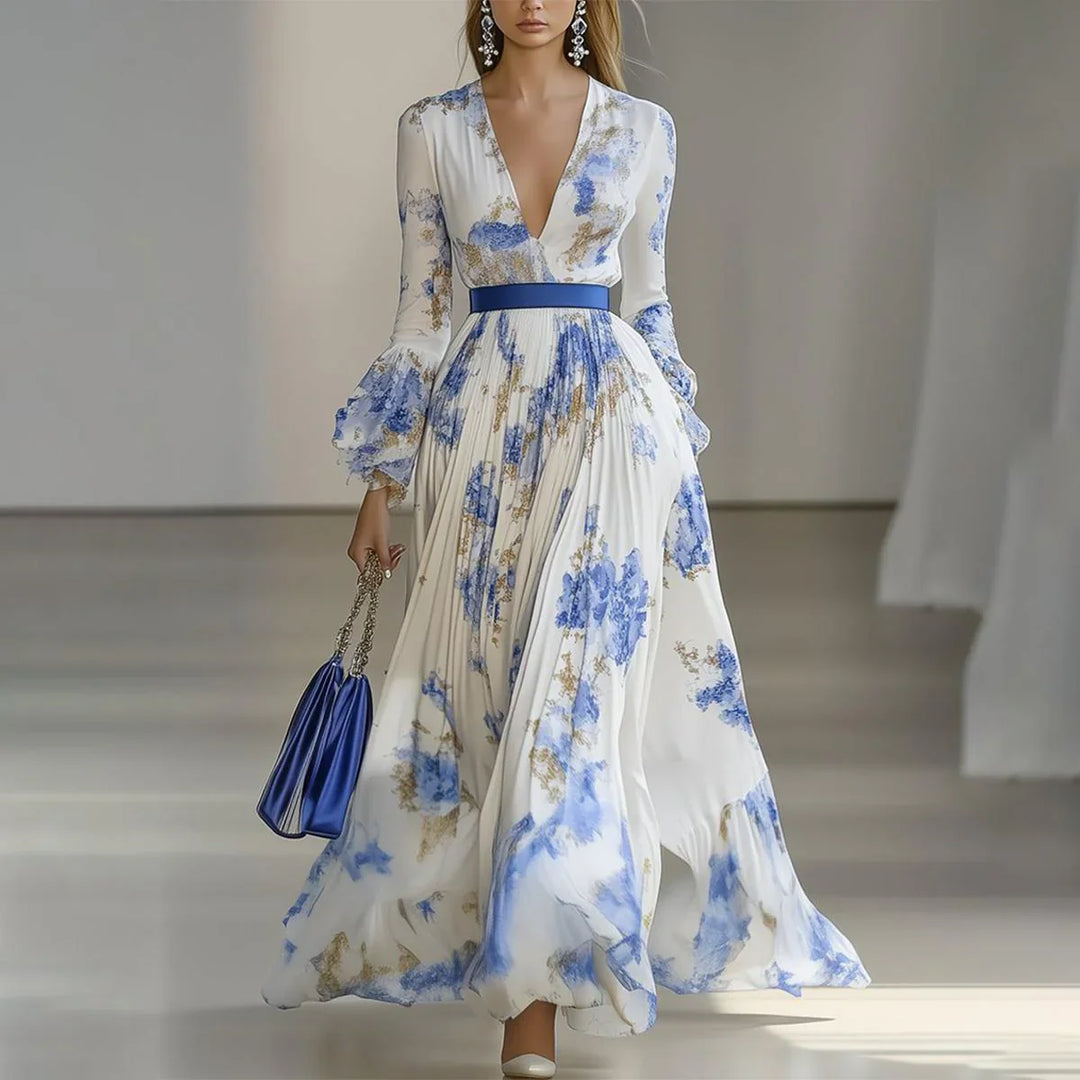Harper™ | Striking White Floral Print Maxi Dress
