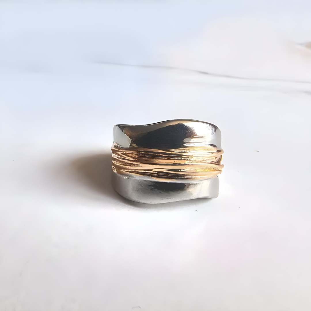 Zilveren Gouden Draad Ring