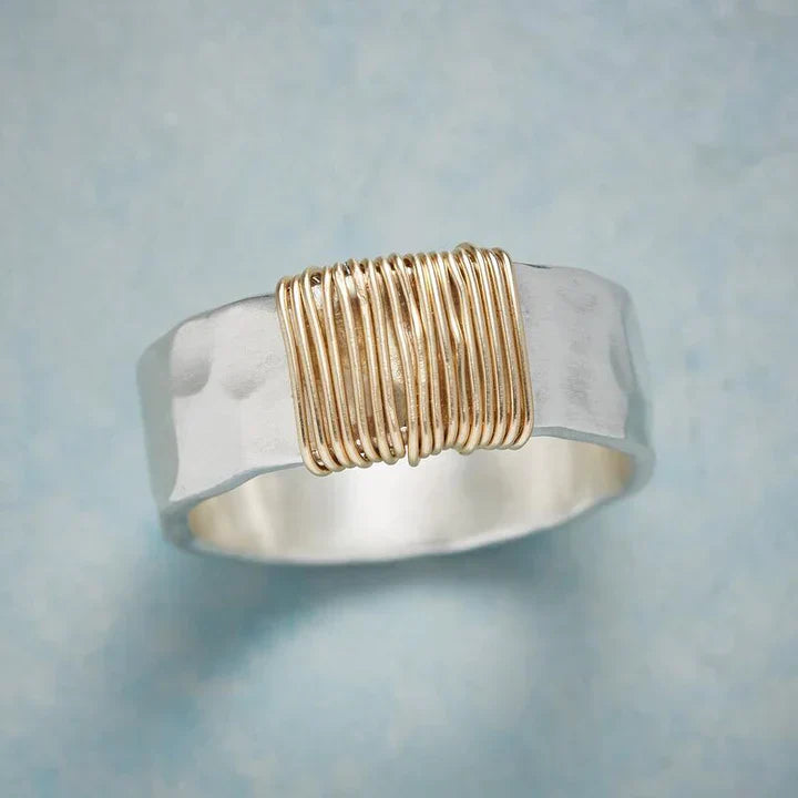 VINTAGE GOUDE DRADEN ZILVEREN RING