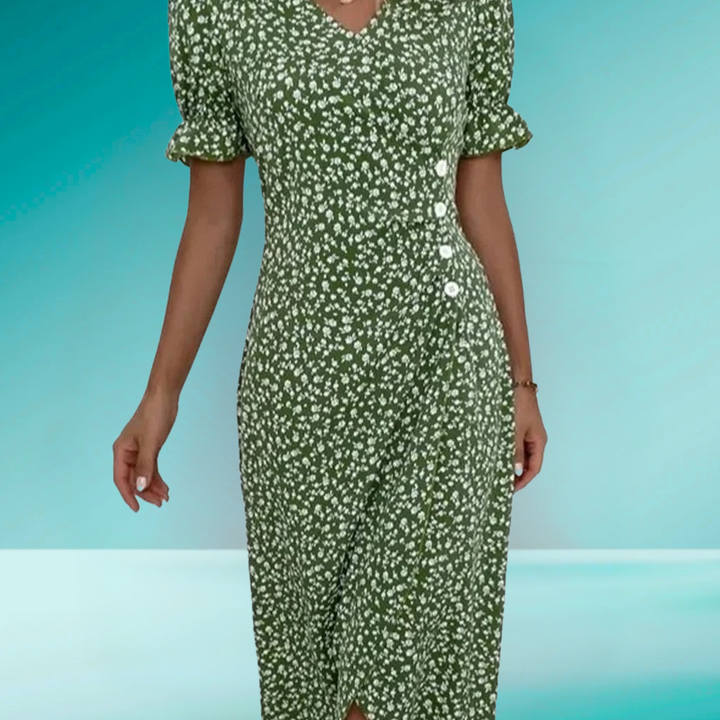 Rosa™ | Elegante V-hals Wrap Jurk met Bloemenprint