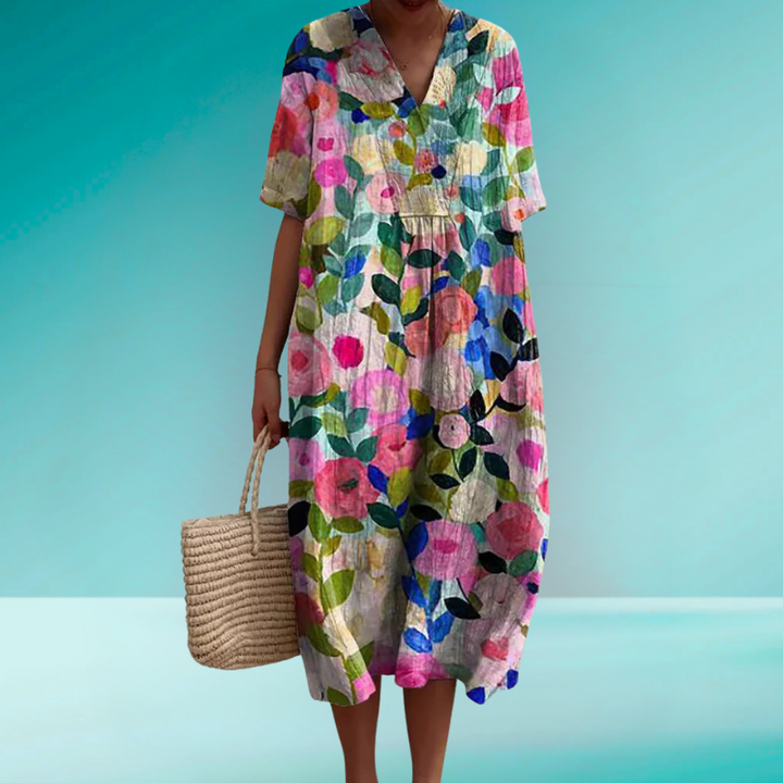 Nicka™ | Jurk met Stralend Bloemenmotief