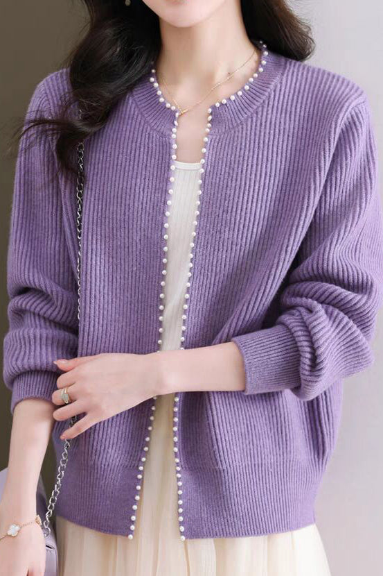 Gebreide Sweater Cardigan met Parels