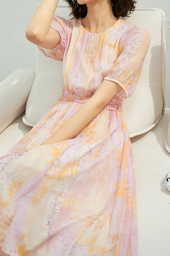 Lange Flare Jurk met Bloemen