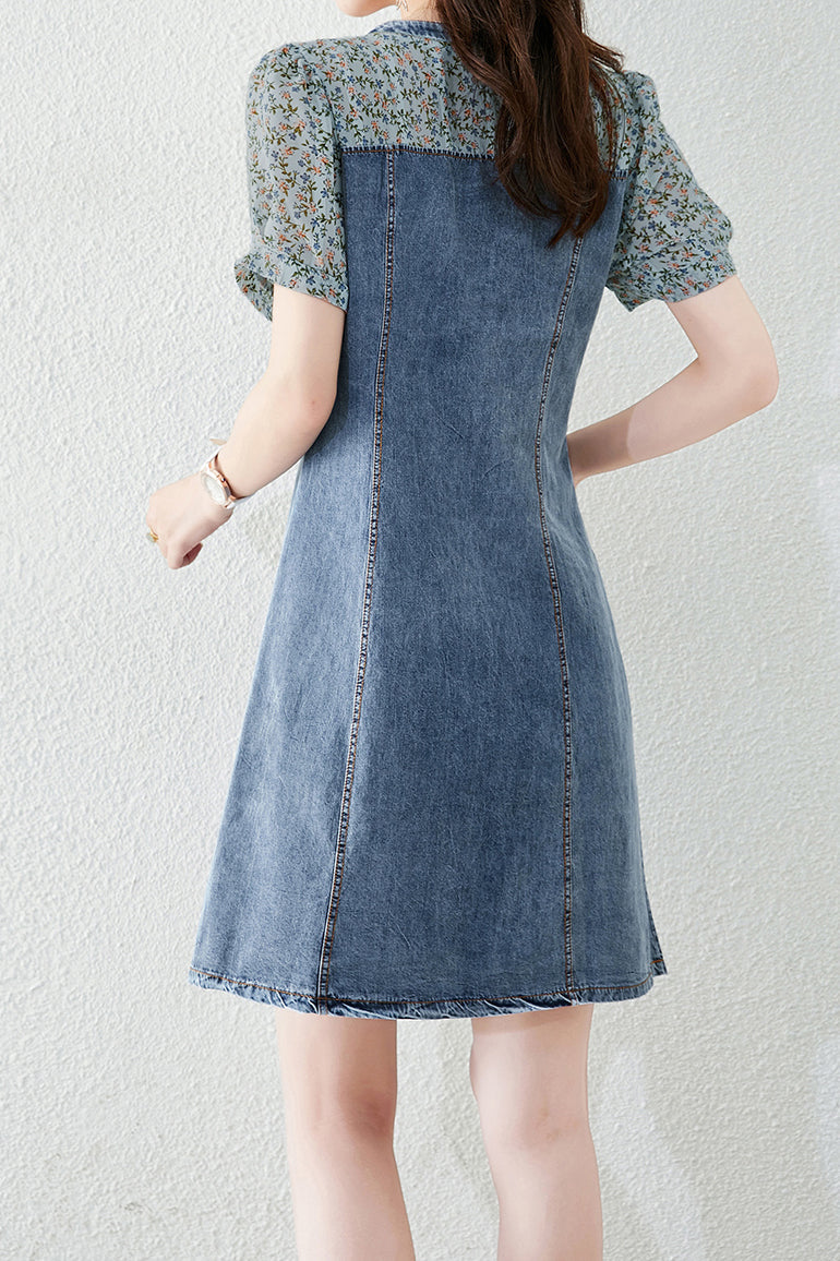 Bloemenjurk met Denim