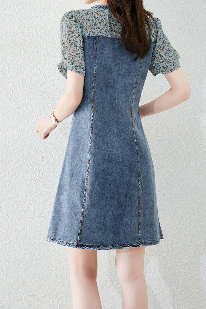Bloemenjurk met Denim