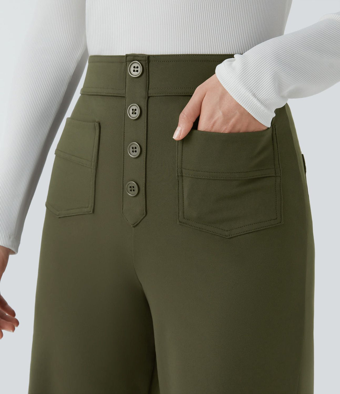 Cate | Elastische broek met hoge Taille | 1+1 GRATIS