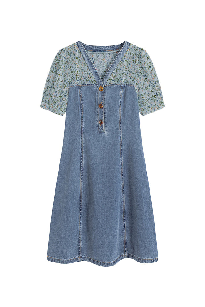 Bloemenjurk met Denim