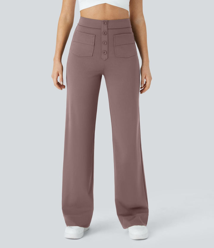 Cate | Elastische broek met hoge Taille | 1+1 GRATIS