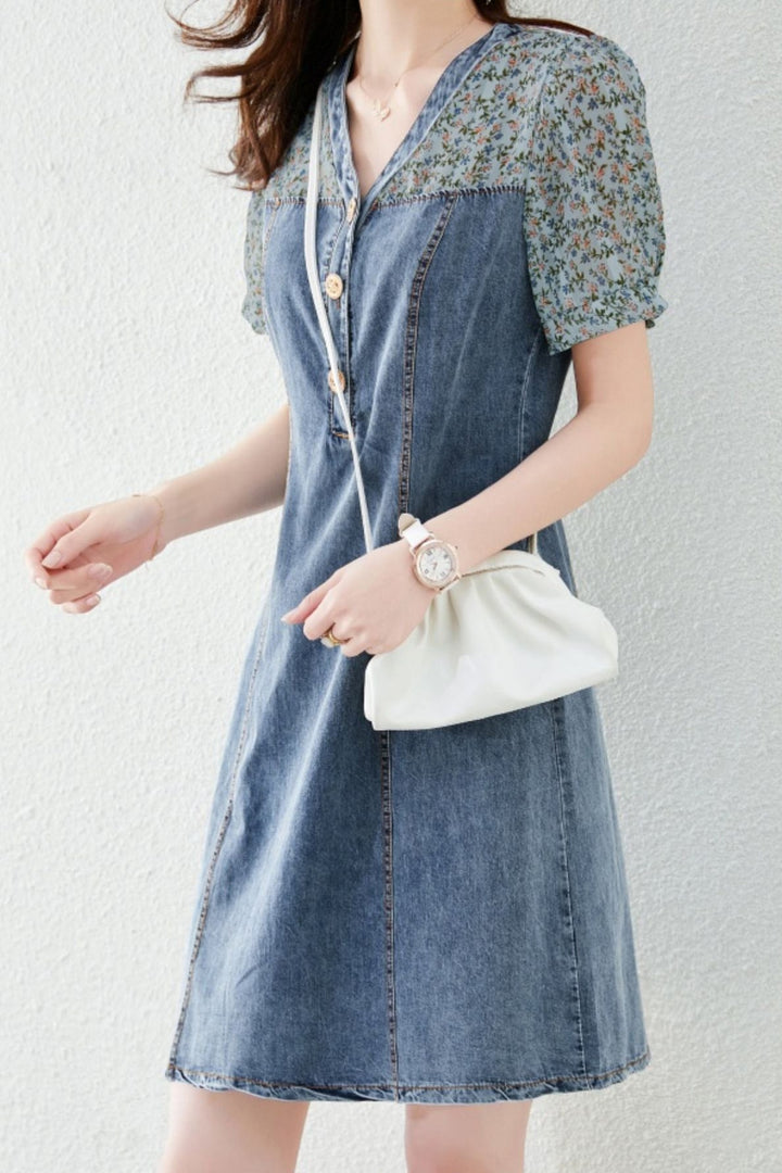 Bloemenjurk met Denim
