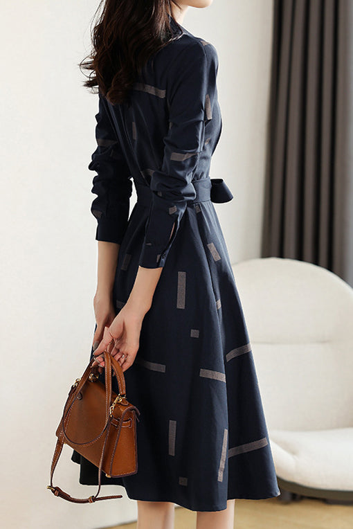 Flared Jurk met Rimpel Mouwen
