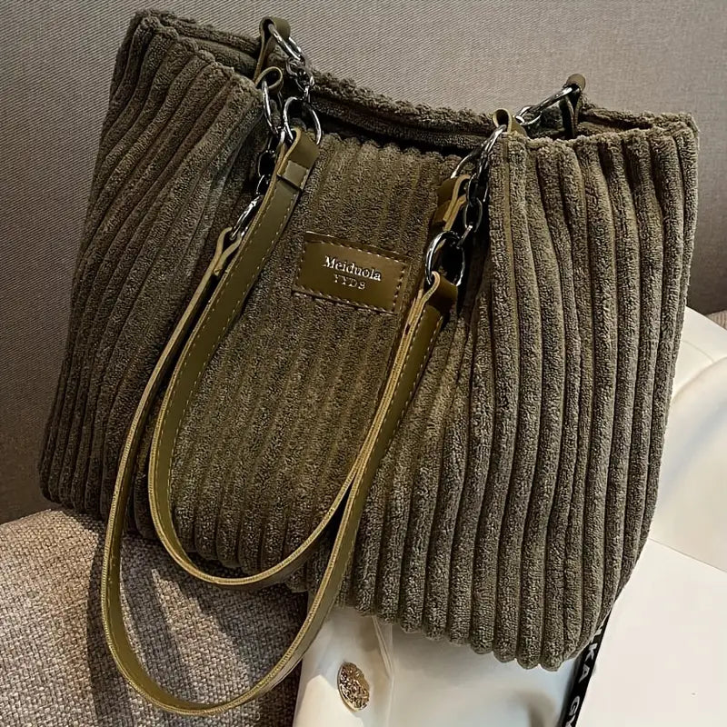Layla™ - Elegante Corduroy Tote Bag