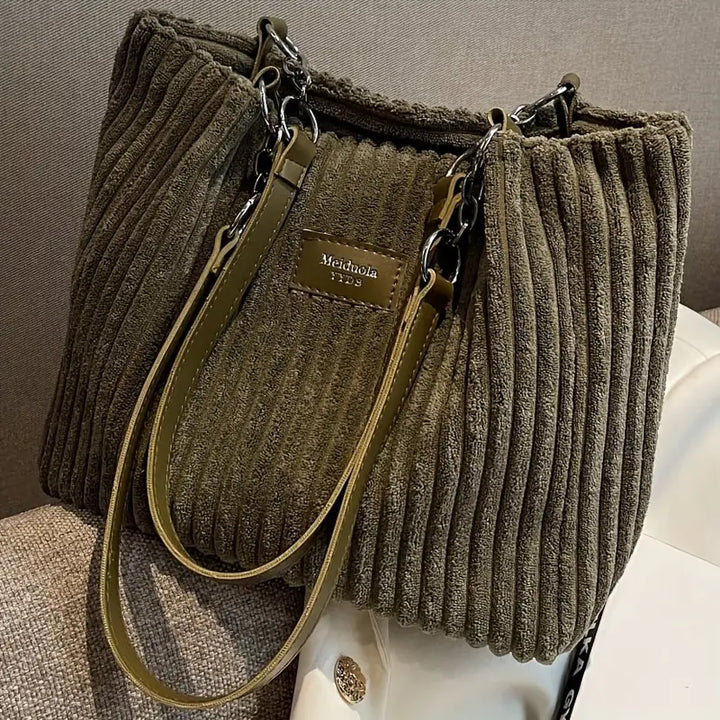 Layla™ - Elegante Corduroy Tote Bag