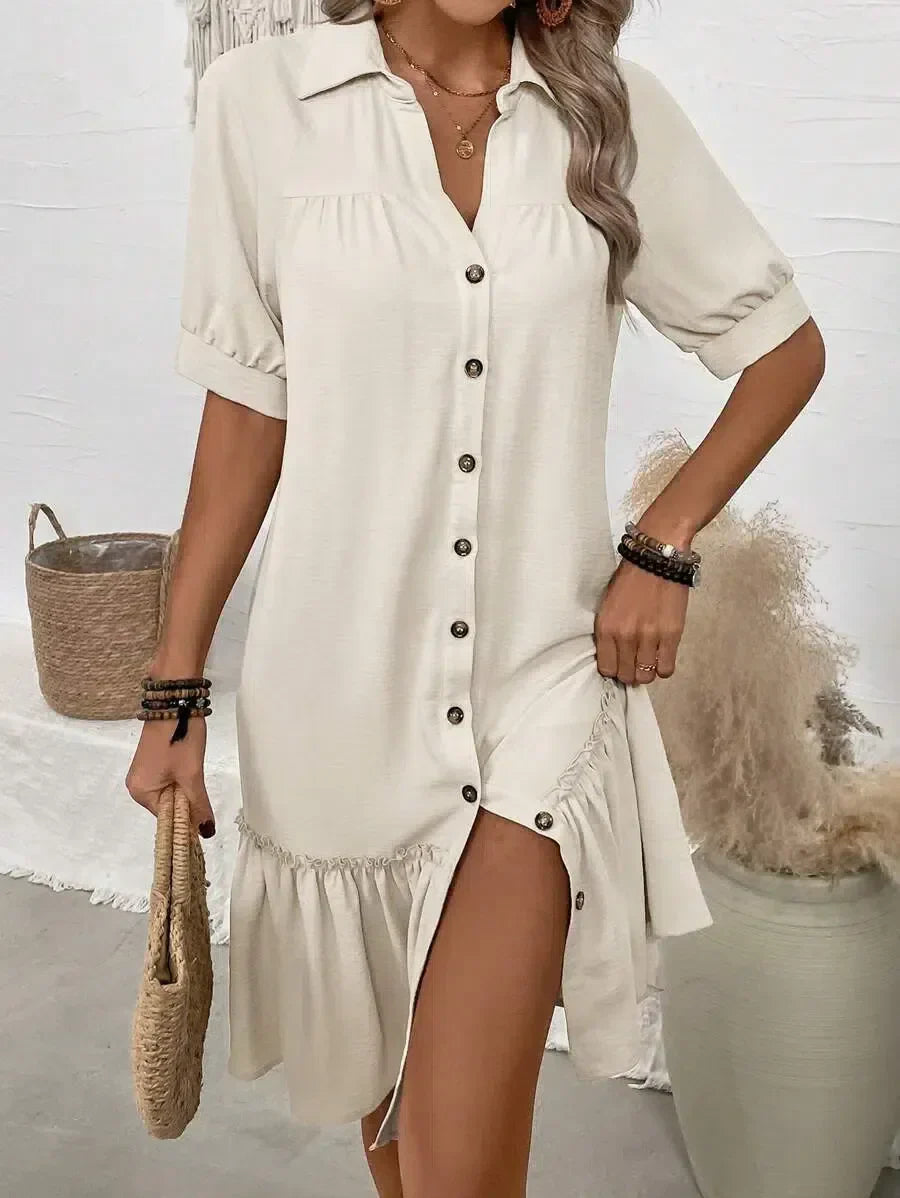 Aliyah | Button-Down Ruffle Hem Dress
