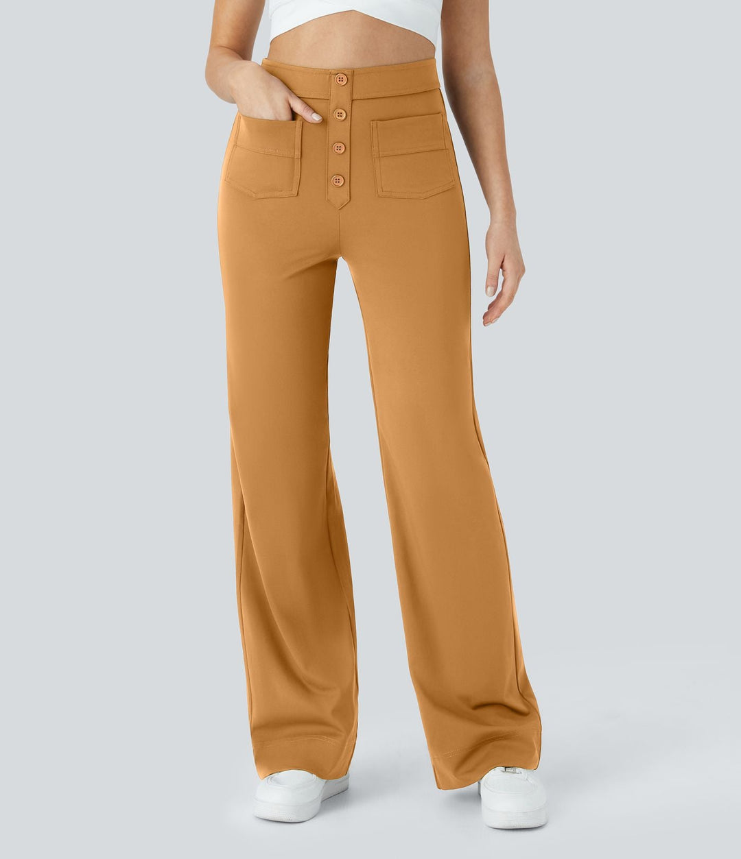 Cate | Elastische broek met hoge Taille | 1+1 GRATIS