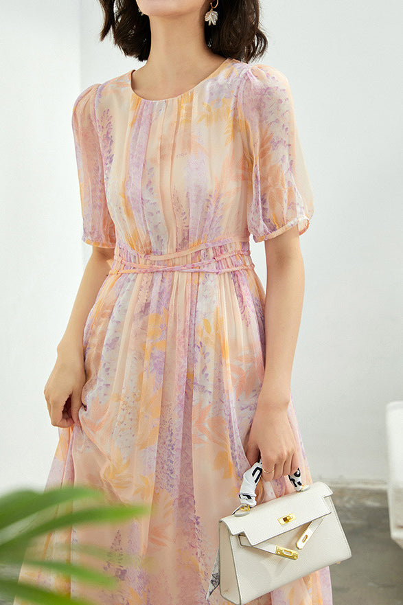 Lange Flare Jurk met Bloemen