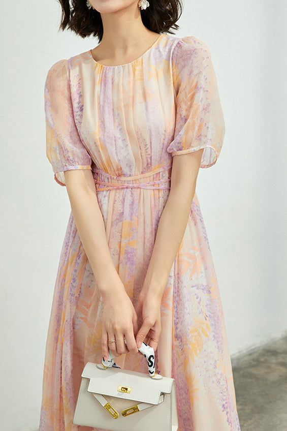 Lange Flare Jurk met Bloemen