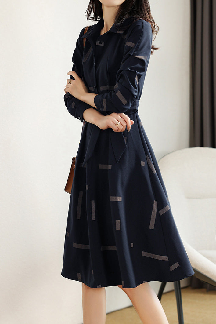 Flared Jurk met Rimpel Mouwen