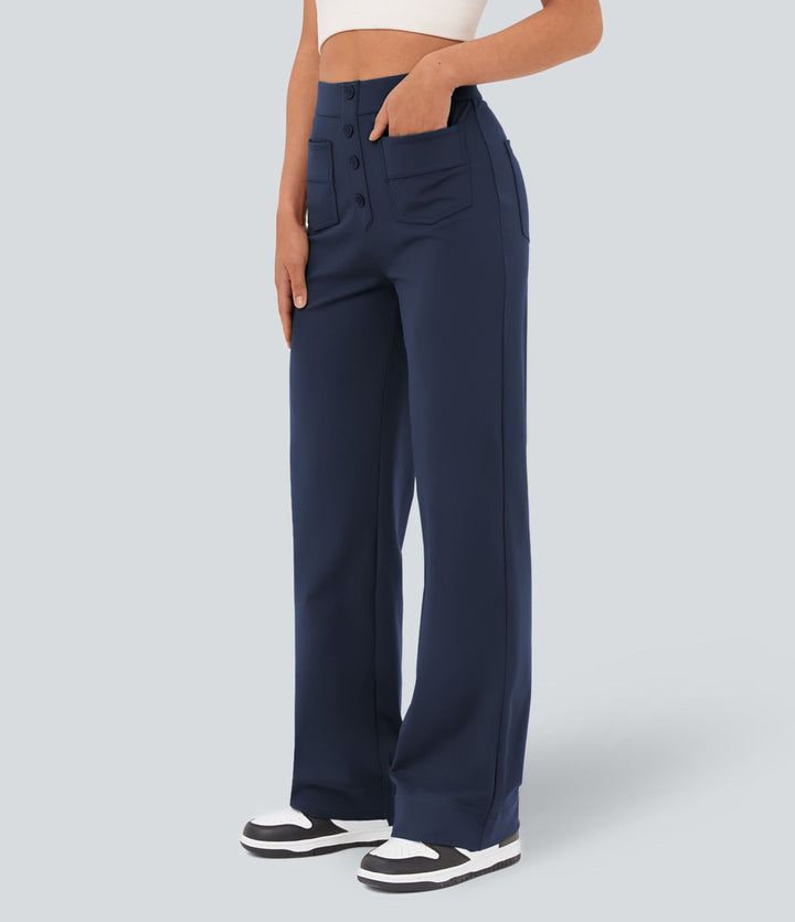 Cate | Elastische broek met hoge Taille | 1+1 GRATIS