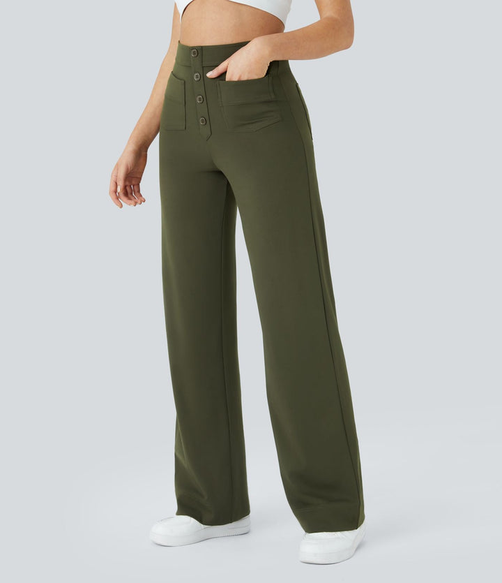 Cate | Elastische broek met hoge Taille | 1+1 GRATIS