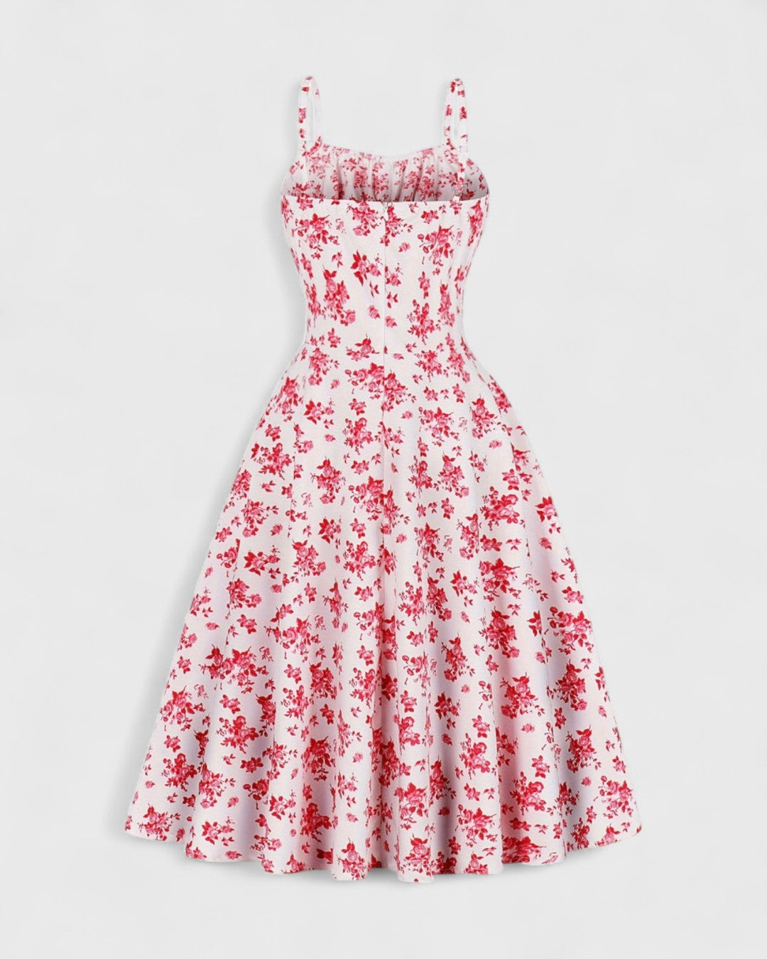Margaux zomerjurk met spaghettibandjes en vintage bloemenprint
