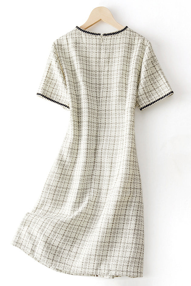 Bicolor Taped Plaid Dress