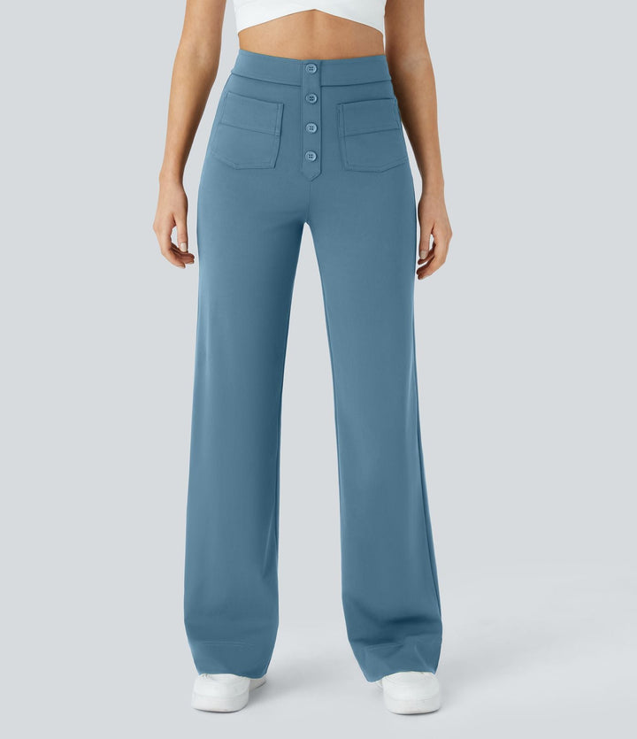 Cate | Elastische broek met hoge Taille | 1+1 GRATIS