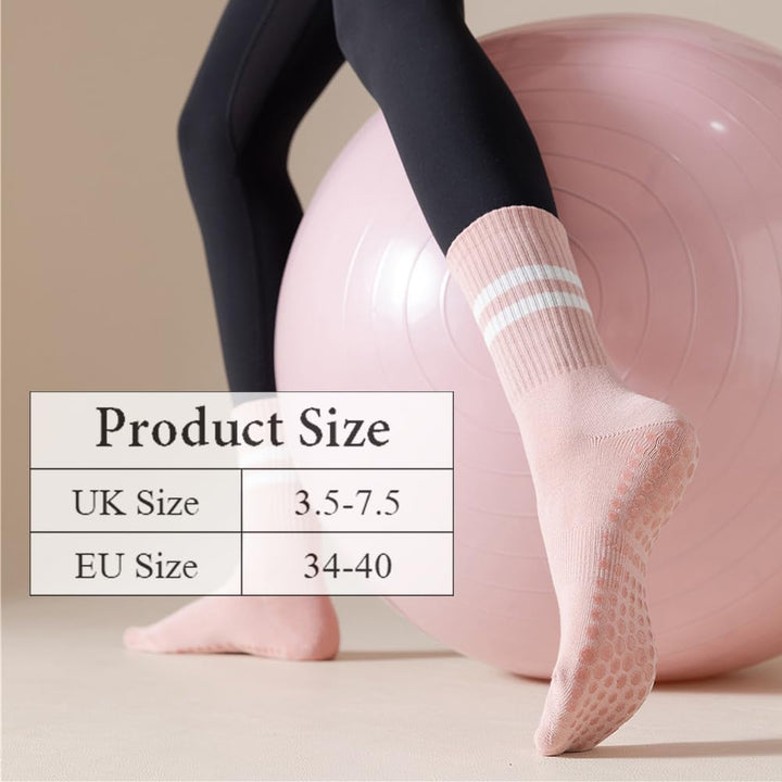 Antislip Yogasokken - Katoenen Sokken met Zweetabsorptie, Ideaal voor Dans, Pilates, Ballet, en Fitness