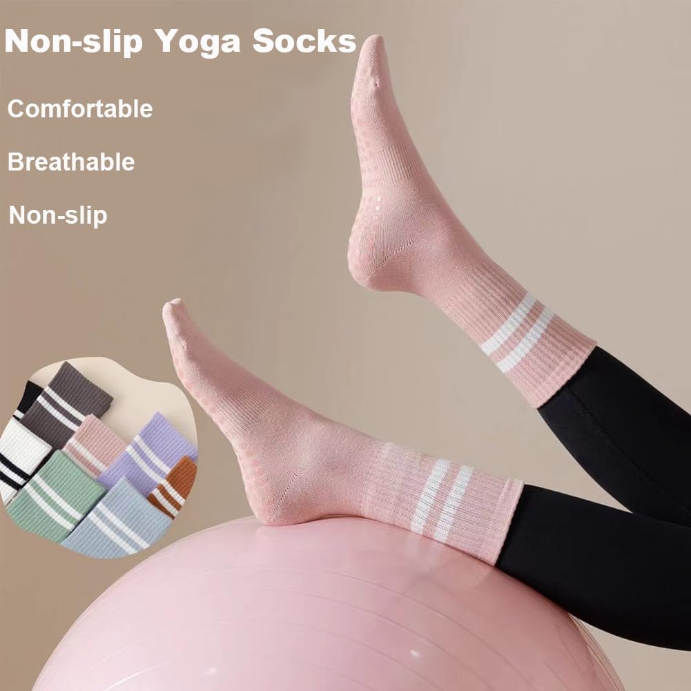 Antislip Yogasokken - Katoenen Sokken met Zweetabsorptie, Ideaal voor Dans, Pilates, Ballet, en Fitness