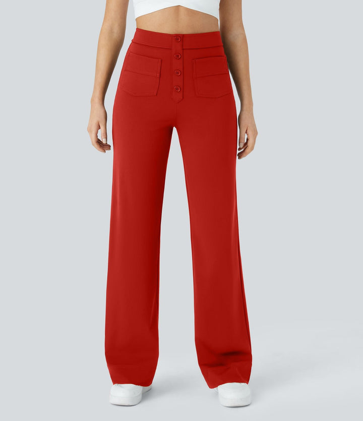 Cate | Elastische broek met hoge Taille | 1+1 GRATIS