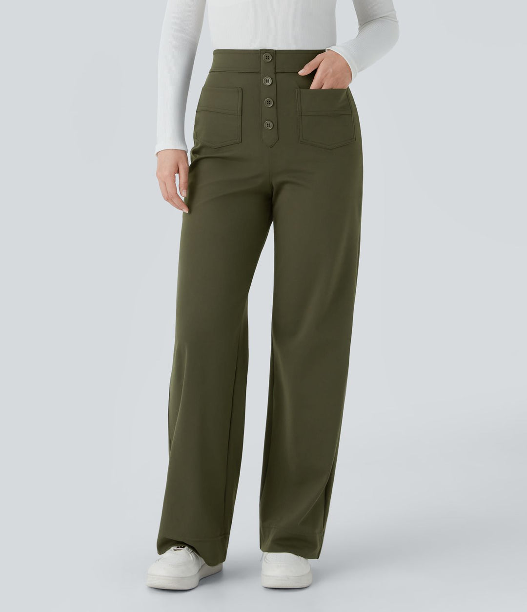 Cate | Elastische broek met hoge Taille | 1+1 GRATIS