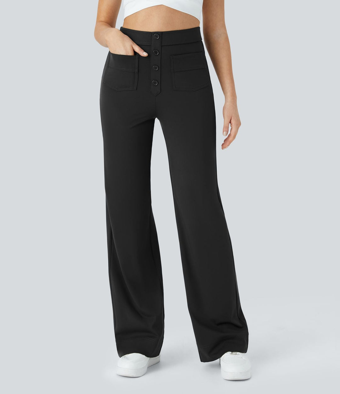 Cate | Elastische broek met hoge Taille | 1+1 GRATIS