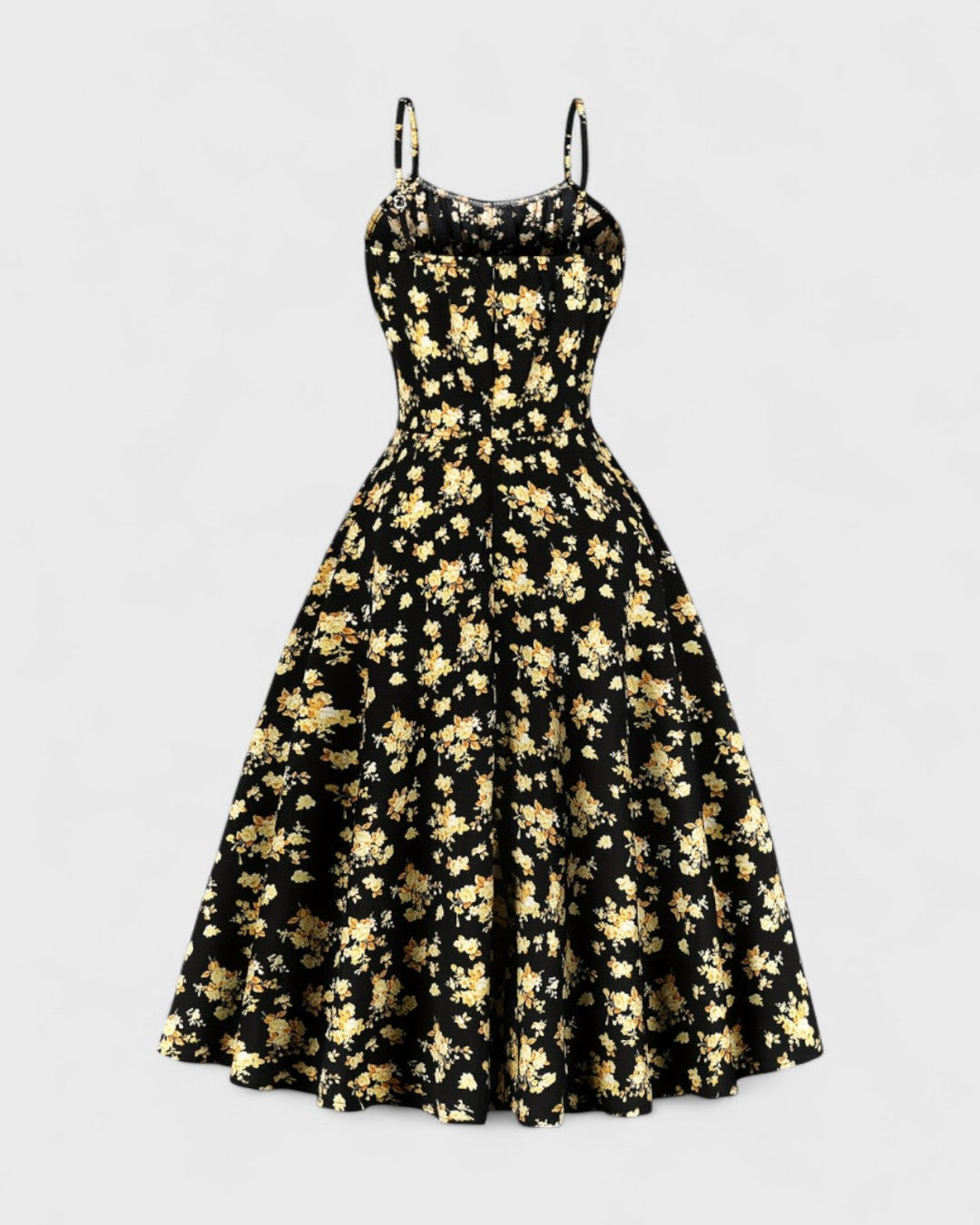 Margaux zomerjurk met spaghettibandjes en vintage bloemenprint