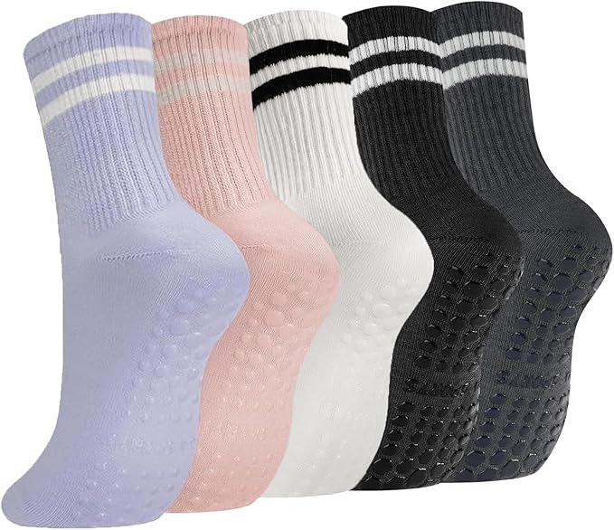 Antislip Yogasokken - Katoenen Sokken met Zweetabsorptie, Ideaal voor Dans, Pilates, Ballet, en Fitness
