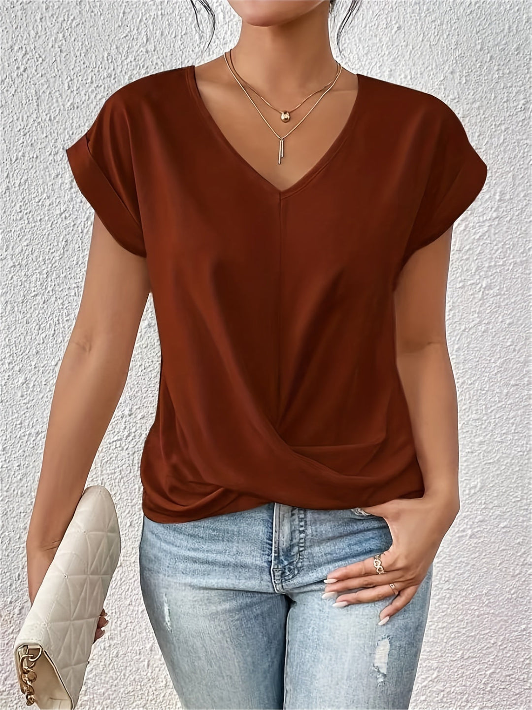 Chloé™ - Casual T-shirt met zachte V-hals