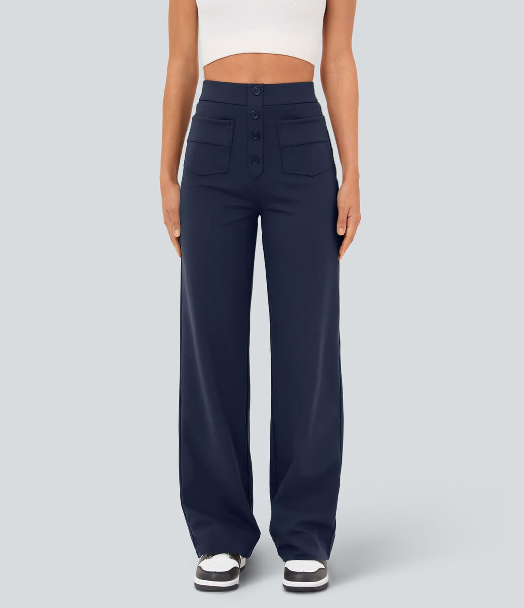 Cate | Elastische broek met hoge Taille | 1+1 GRATIS