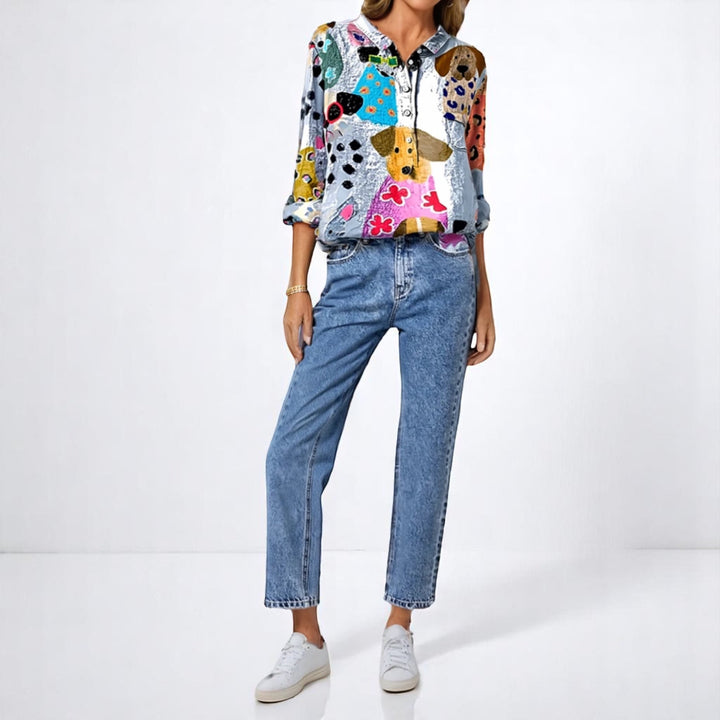 Opulente™ | Damesblouse met Hondenprint