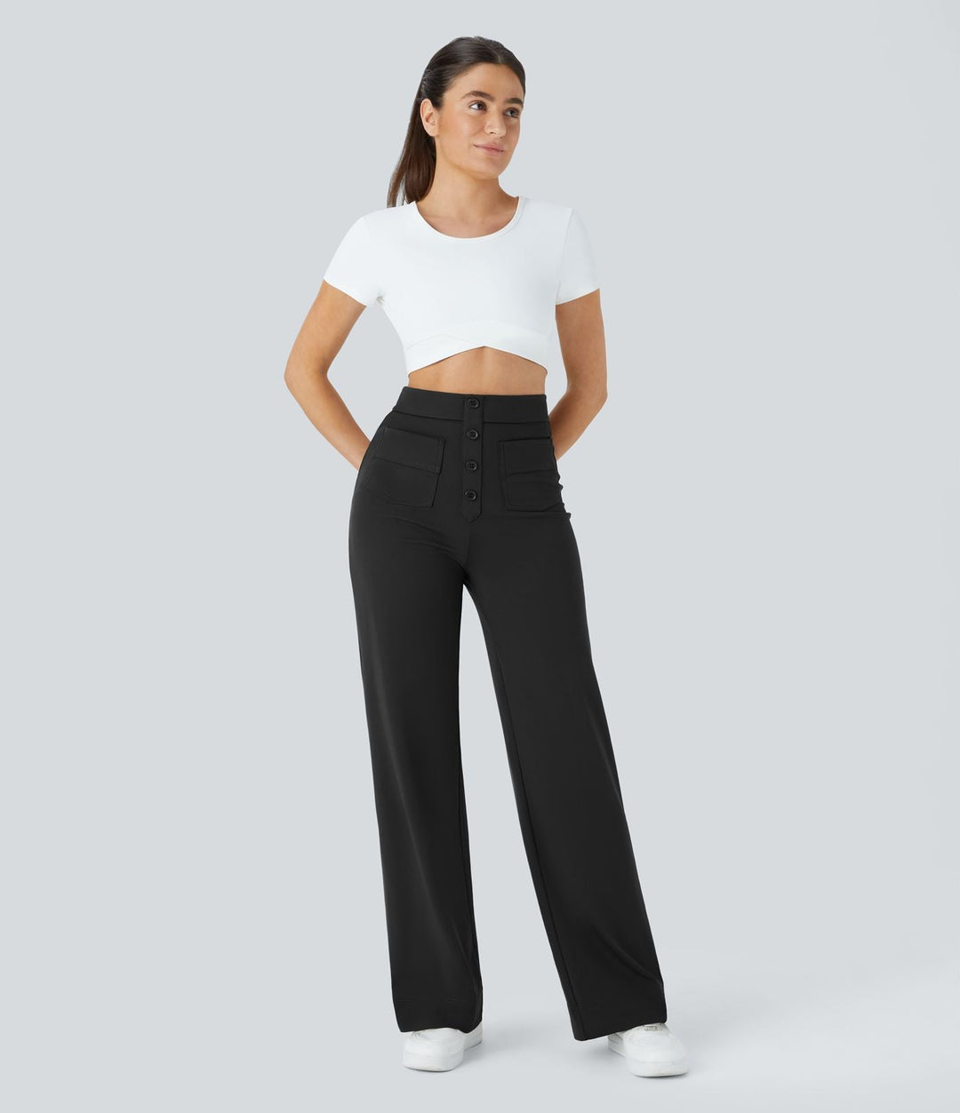 Cate | Elastische broek met hoge Taille | 1+1 GRATIS
