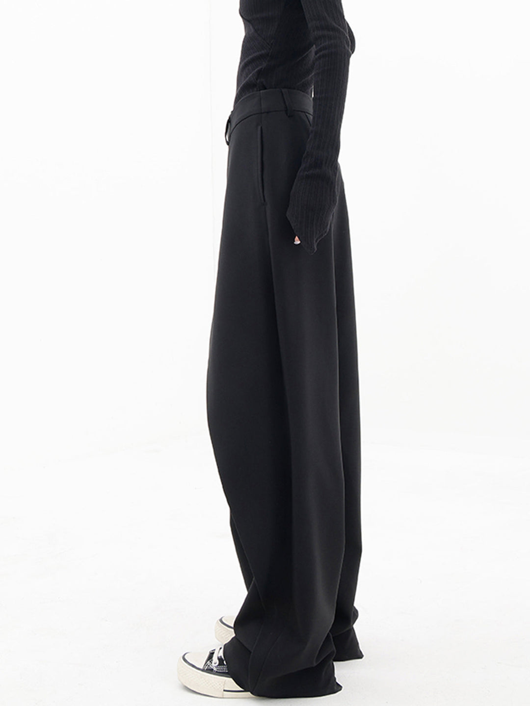 Asymmetrische Brede Pantalon met Lage Knopen