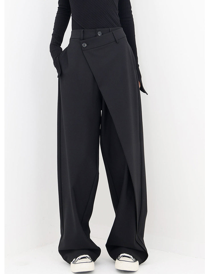 Asymmetrische Brede Pantalon met Lage Knopen