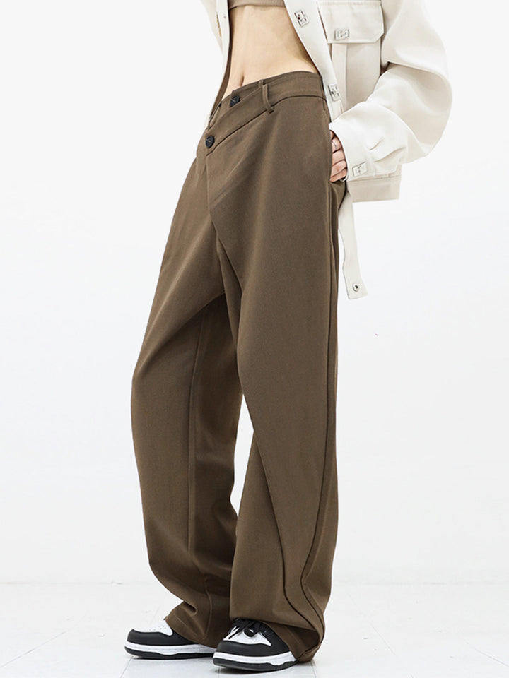Asymmetrische Brede Pantalon met Lage Knopen