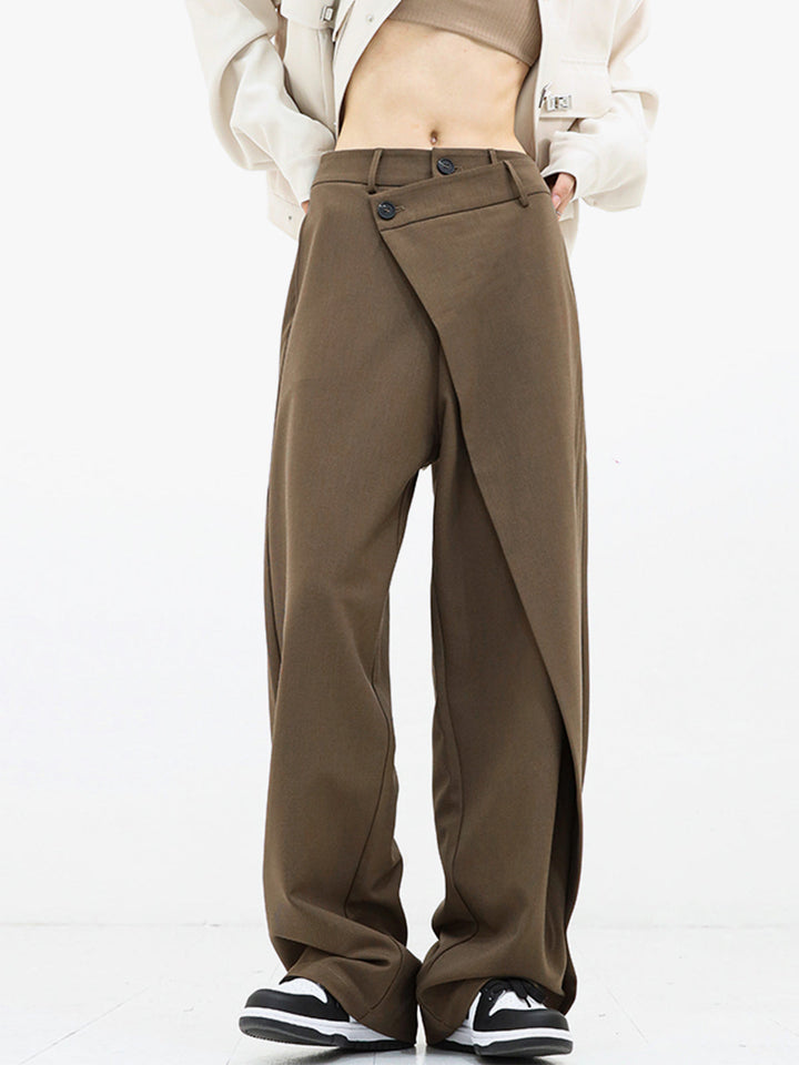 Asymmetrische Brede Pantalon met Lage Knopen