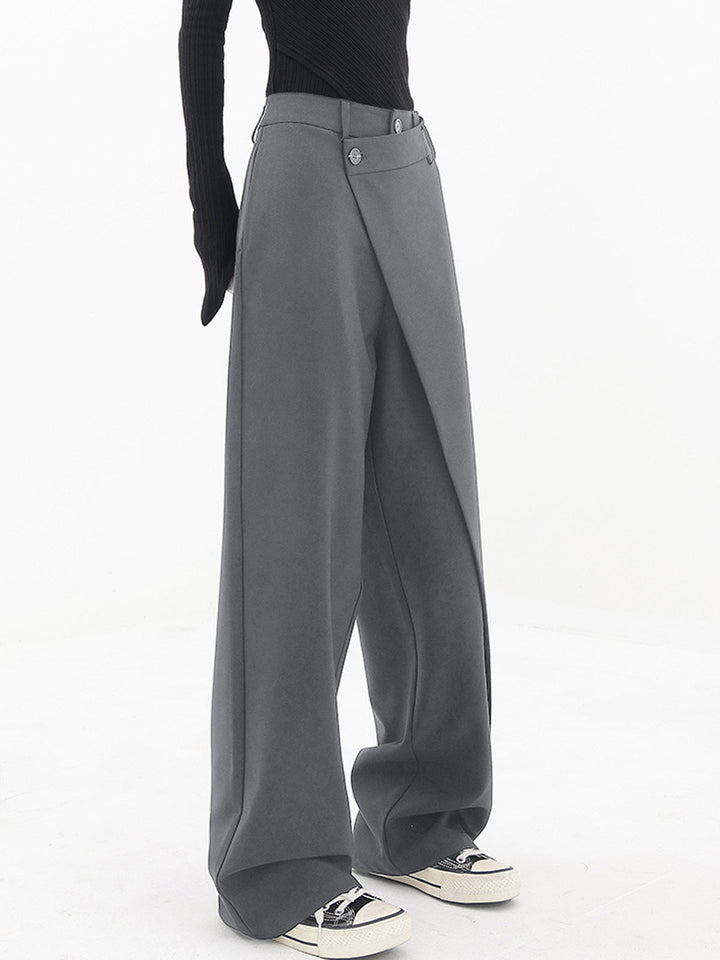 Asymmetrische Brede Pantalon met Lage Knopen