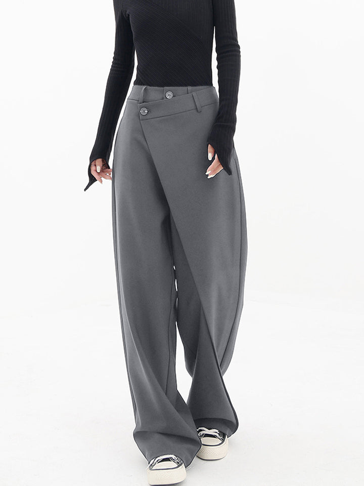 Asymmetrische Brede Pantalon met Lage Knopen