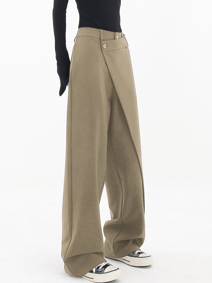 Asymmetrische Brede Pantalon met Lage Knopen