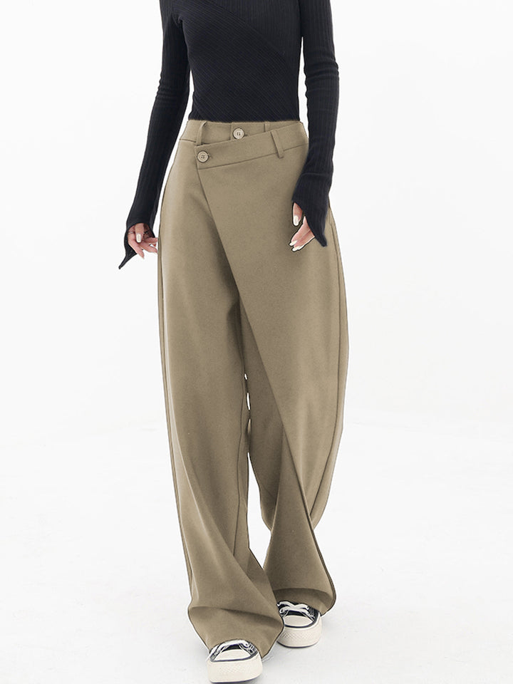 Asymmetrische Brede Pantalon met Lage Knopen