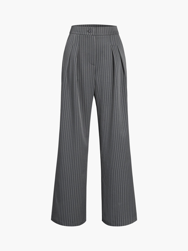 Gestreepte Wijde Broek met Plooien