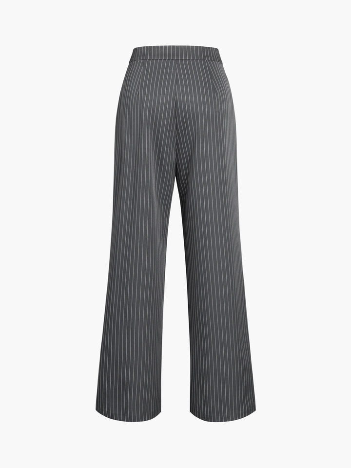 Gestreepte Wijde Broek met Plooien