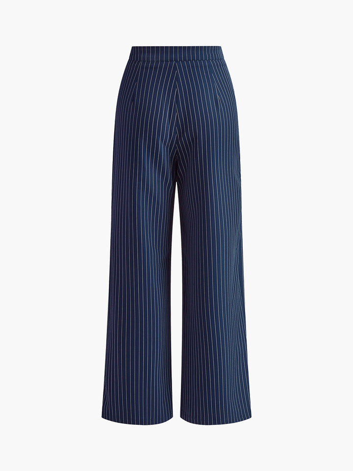 Gestreepte Wijde Broek met Plooien