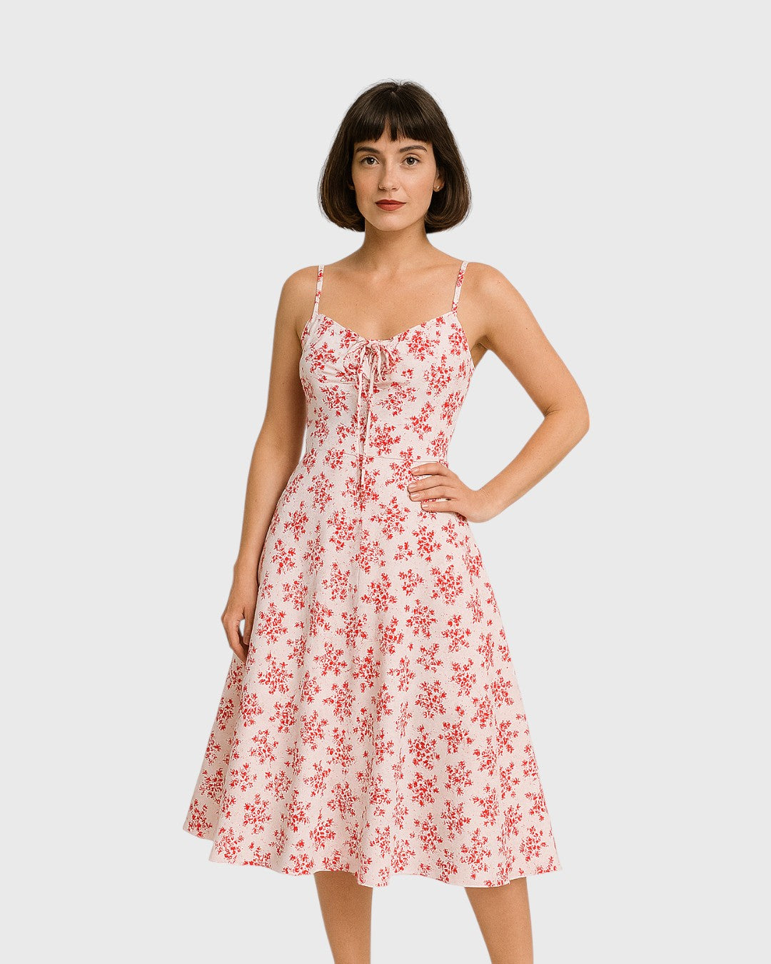 Margaux zomerjurk met spaghettibandjes en vintage bloemenprint