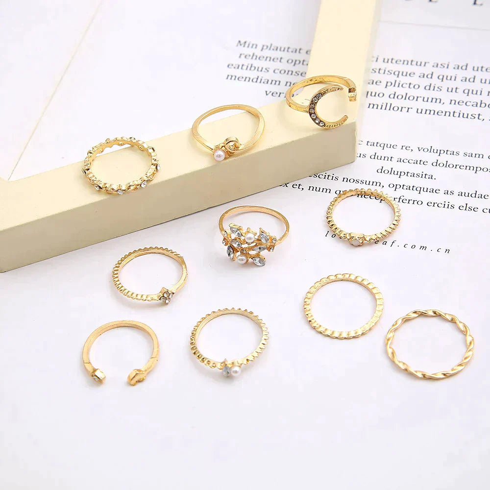 10-Pack Boheemse Zilver en Goud Vergulde Ringen